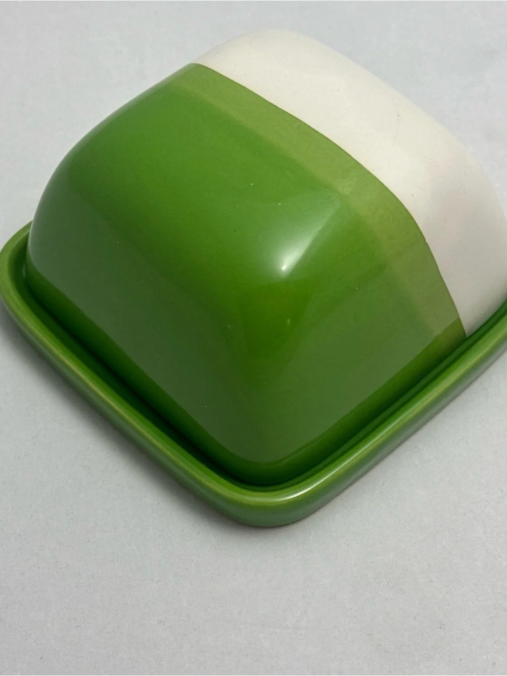 Threshold Green and White Ceramic Butter Dish